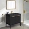 Black Bathroom Vanity, 32 Inch, Modern, Matte Black, Free Standing, Gold Handles