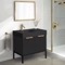 Black Bathroom Vanity, 32 Inch, Modern, Matte Black, Free Standing, Gold Handles