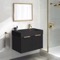 Black Floating Bathroom Vanity, 32 Inch, Modern, Matte Black, Gold Handles