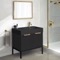 Black Bathroom Vanity, 32 Inch, Modern, Matte Black, Free Standing, Gold Handles