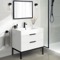 White Bathroom Vanity, Modern, 32 Inch, Free Standing