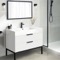 White Modern Bathroom Vanity, 40 Inch, Free Standing