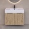 Fluted Floating Bathroom Vanity - 32 Inch, Rustic Brown Oak, Fluted Cabinet
