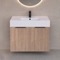 Fluted Floating Vanity, 32 Inch, Modern, Brown Oak
