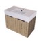 Fluted Floating Bathroom Vanity - 32 Inch, Rustic Brown Oak, Fluted Cabinet