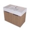 Fluted Floating Vanity, 32 Inch, Modern, Brown Oak