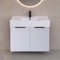Fluted Floating Bathroom Vanity, 32 Inch, Modern, Glossy White, Fluted Cabinet