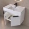 Fluted Floating Bathroom Vanity, 32 Inch, Modern, Glossy White, Fluted Cabinet