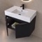 Fluted Floating Bathroom Vanity, 32 Inch, Modern, Matte Black, Fluted Cabinet