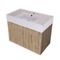 32 Inch Floating Bathroom Vanity With Sink - Rustic Brown Oak, Gold Handles, Fluted Cabinet