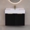 Fluted Floating Bathroom Vanity, 32 Inch, Modern, Matte Black, Gold Handles, Fluted Cabinet