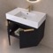 Fluted Floating Bathroom Vanity, 32 Inch, Modern, Matte Black, Gold Handles, Fluted Cabinet