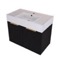 Fluted Floating Bathroom Vanity, 32 Inch, Modern, Matte Black, Gold Handles, Fluted Cabinet