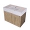 32 Inch Floating Bathroom Vanity With Sink - Rustic Brown Oak, Chrome Handles, Fluted Cabinet