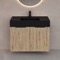 Fluted Floating Bathroom Vanity - 32 Inch, Rustic Brown Oak, Fluted Cabinet