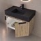 Fluted Floating Bathroom Vanity - 32 Inch, Rustic Brown Oak, Fluted Cabinet