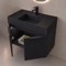Black Fluted Floating Bathroom Vanity, 32 Inch, Modern, Matte Black, Fluted Cabinet