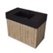 32 Inch Floating Bathroom Vanity With Black Sink - Rustic Brown Oak, Chrome Handles, Fluted Cabinet