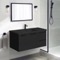 Wall Mounted Black Bathroom Vanity, Modern, 36 Inch