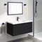 36 Inch Wall Mounted Black Bathroom Vanity, Modern