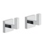 Pair of Modern Square Chrome Wall Mounted Bathroom Hooks