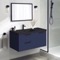 Wall Mounted Bathroom Vanity, Modern, Blue, 36 Inch