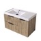 Fluted 36 Inch Floating Bathroom Vanity With Sink - Modern, Rustic Brown Oak, Fluted Cabinet