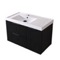 Fluted 36 Inch Floating Bathroom Vanity With Sink - Modern, Matte Black, Fluted Cabinet