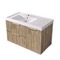 Fluted 36 Inch Floating Bathroom Vanity With Sink - Modern, Rustic Brown Oak, Gold Handles, Fluted Cabinet
