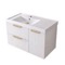 Fluted 36 Inch Floating Bathroom Vanity With Sink - Modern, Glossy White, Gold Handles, Fluted Cabinet