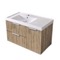 Fluted 36 Inch Floating Bathroom Vanity With Sink - Modern, Rustic Brown Oak, Chrome Handles, Fluted Cabinet