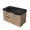 Fluted 36 Inch Floating Bathroom Vanity With Black Sink - Modern, Rustic Brown Oak, Fluted Cabinet