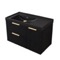Fluted 36 Inch Floating Bathroom Vanity With Black Sink - Modern, Matte Black, Gold Handles, Fluted Cabinet
