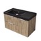 Fluted 36 Inch Floating Bathroom Vanity With Black Sink - Modern, Rustic Brown Oak, Chrome Handles, Fluted Cabinet