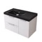 Fluted 36 Inch Floating Bathroom Vanity With Black Sink - Modern, Glossy White, Chrome Handles, Fluted Cabinet