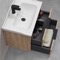 Wall Mounted Bathroom Vanity, Brown Oak, 26 Inch