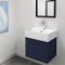Small Floating Bathroom Vanity, Modern, Blue, 24 Inch