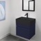 Small Floating Bathroom Vanity, Modern, Blue, 24 Inch