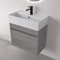 Small Floating Vanity - Modern, 24 Inch, Grey Oak
