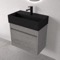 Small Floating Vanity - Modern, 24 Inch, Grey Oak
