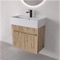 Fluted Small Floating Bathroom Vanity - 24 Inch, Rustic Brown Oak, Fluted Cabinet
