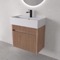 Floating Vanity - Fluted, Small, Modern, 24 Inch, Brown Oak
