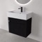 Fluted Small Floating Bathroom Vanity - 24 Inch, Modern, Matte Black, Fluted Cabinet
