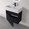 Floating Vanity - Fluted, Small, Modern, 24 Inch, Matte Black
