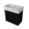 Fluted Small Floating Bathroom Vanity - 24 Inch, Modern, Matte Black, Fluted Cabinet