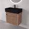 Floating Vanity - Fluted, Small, Modern, 24 Inch, Brown Oak