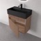 Floating Vanity - Fluted, Small, Modern, 24 Inch, Brown Oak