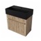 Fluted Small Floating Bathroom Vanity - 24 Inch, Rustic Brown Oak, Fluted Cabinet