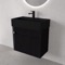 Fluted Small Floating Bathroom Vanity - 24 Inch, Modern, Matte Black, Fluted Cabinet