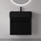 Fluted Small Floating Bathroom Vanity - 24 Inch, Modern, Matte Black, Fluted Cabinet